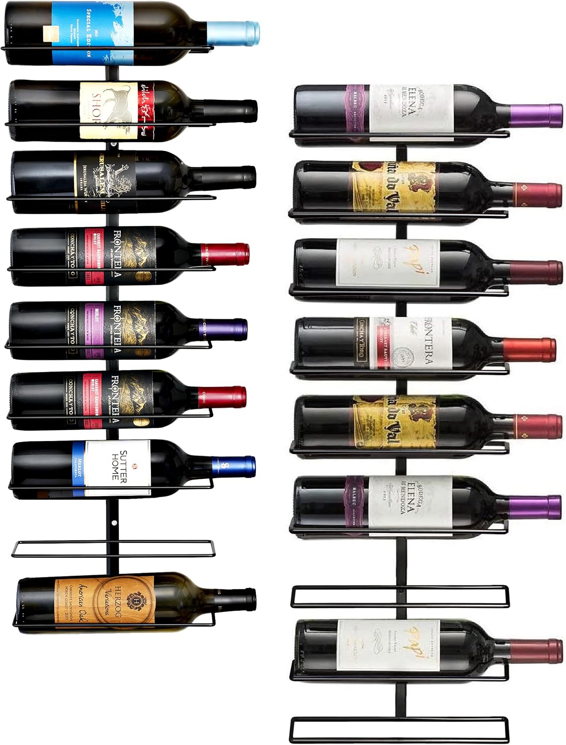 Botellero de Pared en Metal – Exhibe 9 Botellas con Estilo