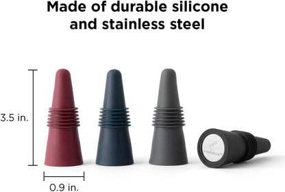 Set de 4 Tapones Herméticos para Vino – Conserva la Frescura por Más Tiempo