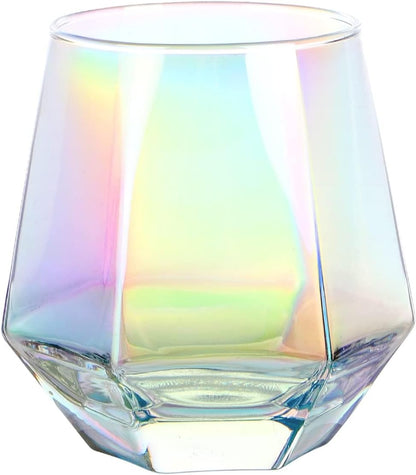 Set de 2 Copas Diamante sin Tallo – Cristal Iridiscente