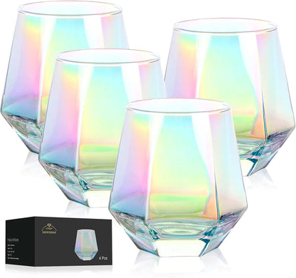 Set de 2 Copas Diamante sin Tallo – Cristal Iridiscente