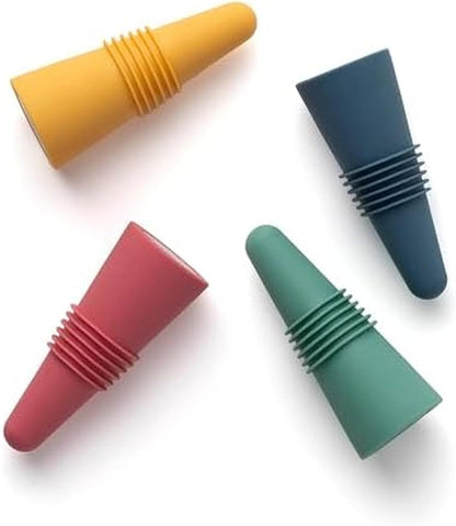 Set de 4 Tapones Herméticos para Vino – Conserva la Frescura por Más Tiempo