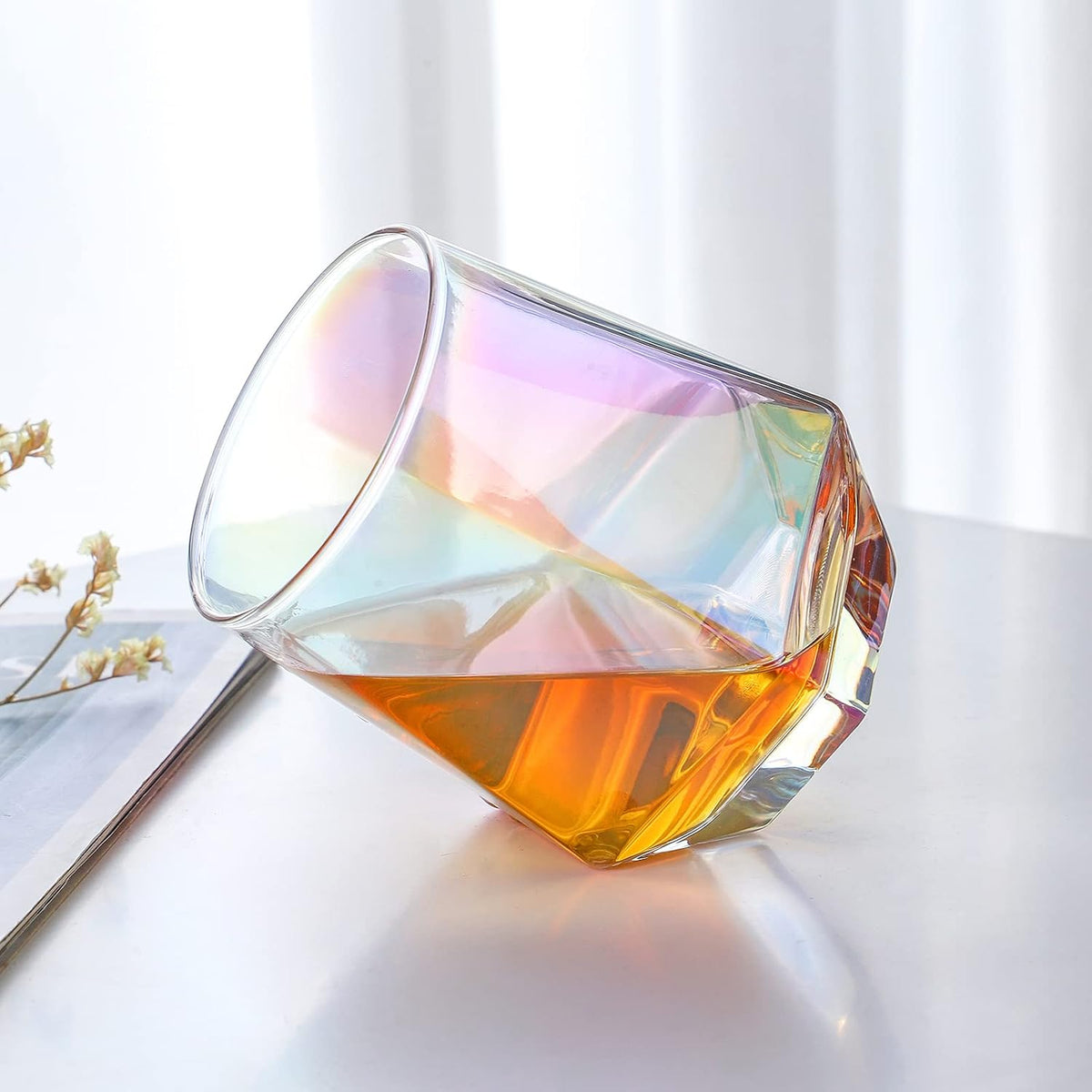 Set de 2 Copas Diamante sin Tallo – Cristal Iridiscente