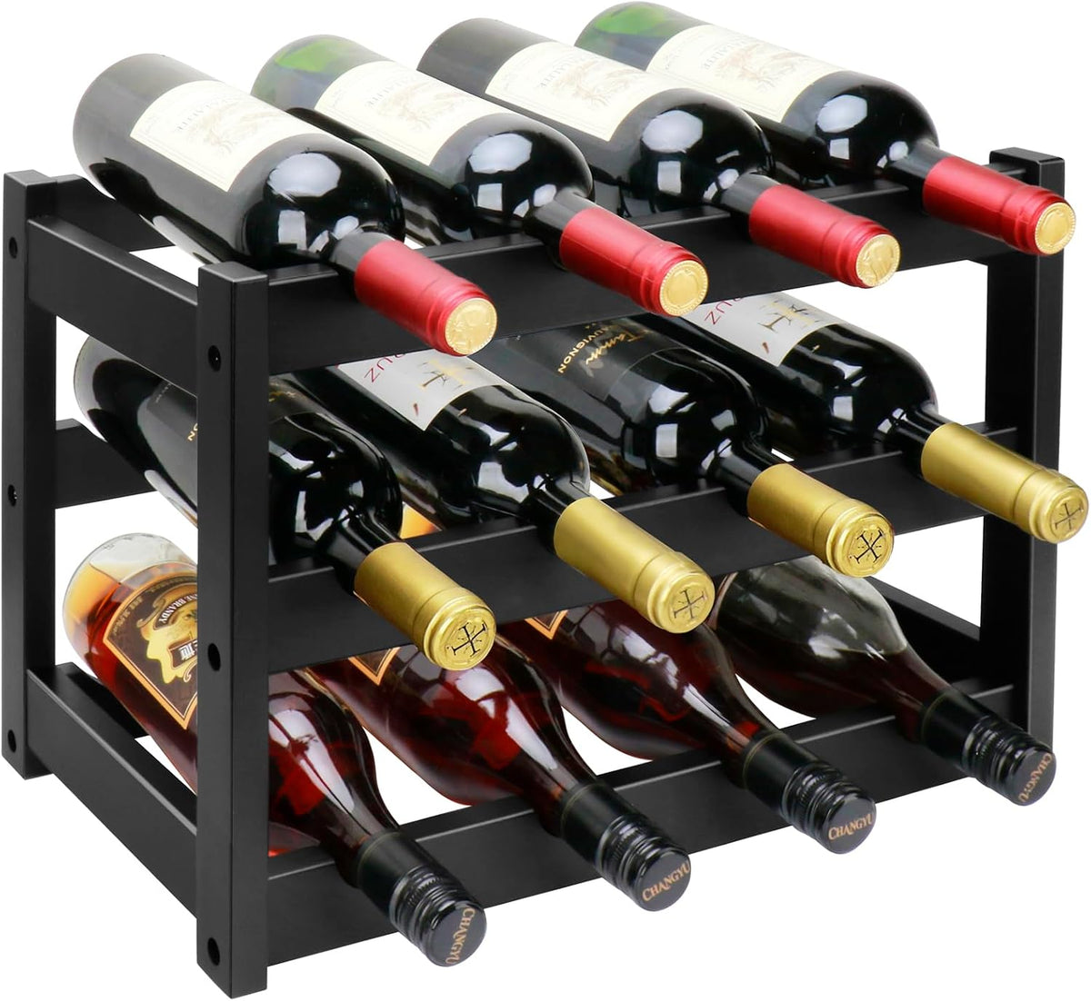 Botellero de Bambú de 3 Niveles – Capacidad para 12 Botellas