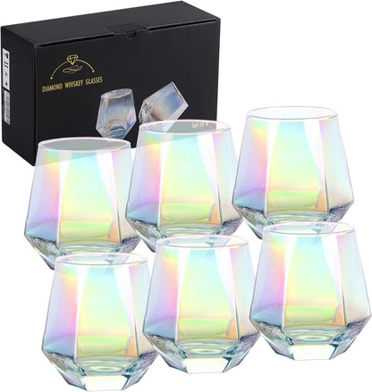 Set de 2 Copas Diamante sin Tallo – Cristal Iridiscente