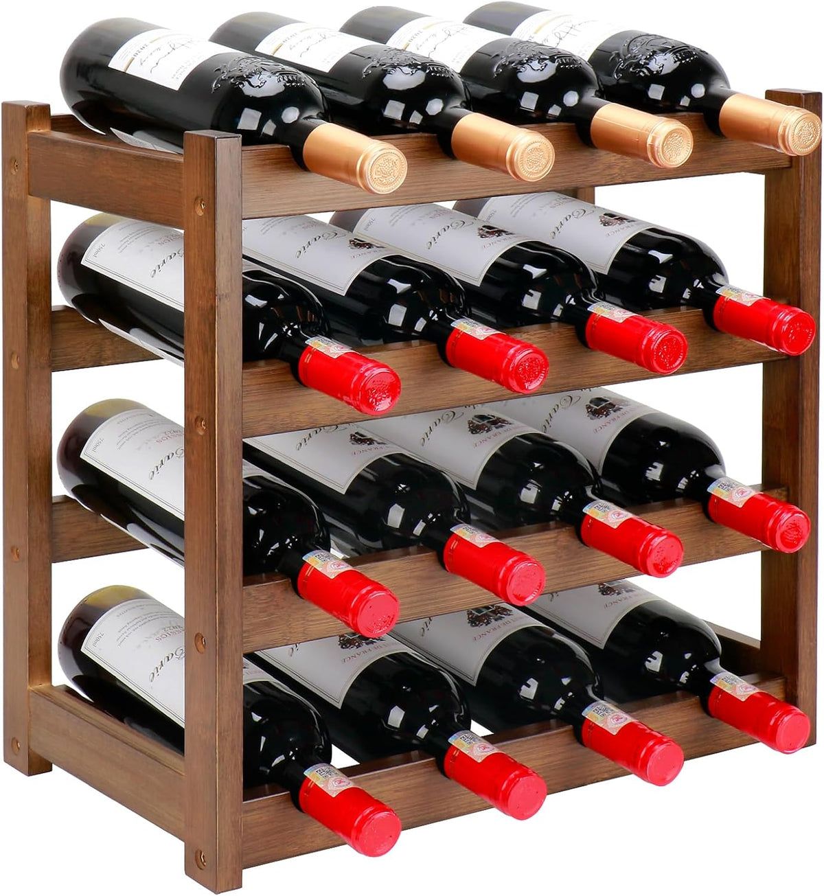 Botellero de Bambú de 3 Niveles – Capacidad para 12 Botellas