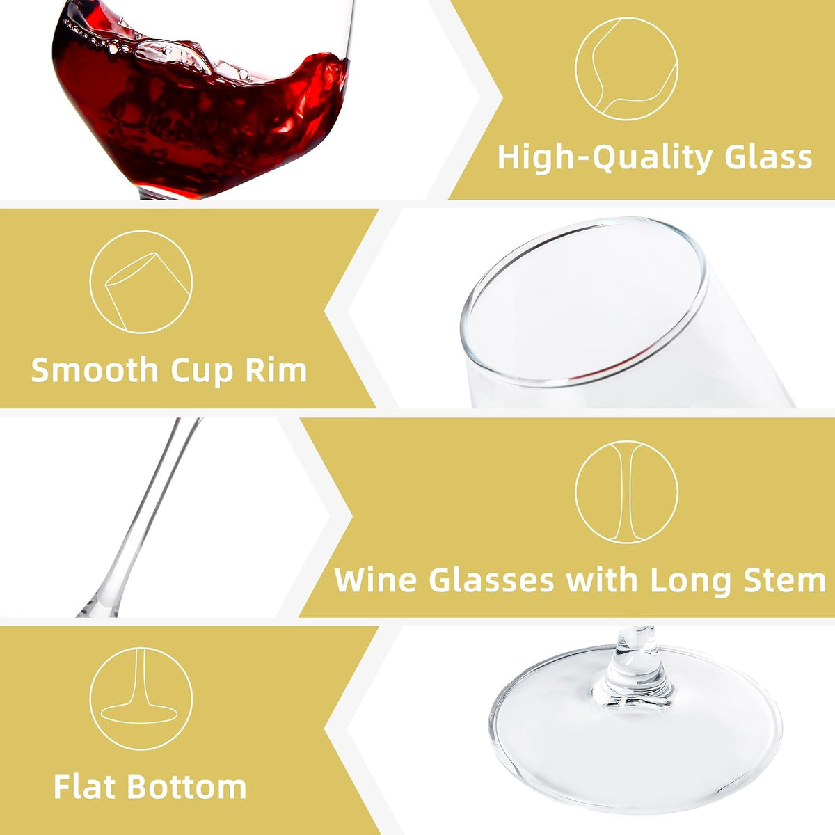 Set de 12 Copas de Vino de Tallo Largo – Ideal para Cenas y Eventos