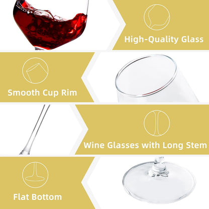 Set de 12 Copas de Vino de Tallo Largo – Ideal para Cenas y Eventos