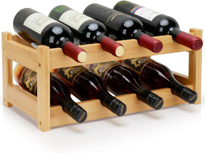 Botellero de Bambú de 3 Niveles – Capacidad para 12 Botellas