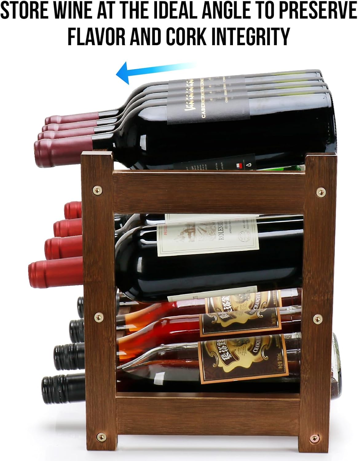 Botellero de Bambú de 3 Niveles – Capacidad para 12 Botellas