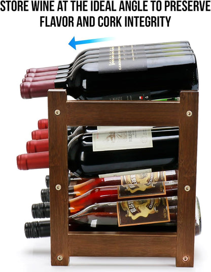 Botellero de Bambú de 3 Niveles – Capacidad para 12 Botellas