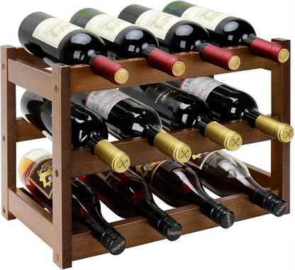 Botellero de Bambú de 3 Niveles – Capacidad para 12 Botellas