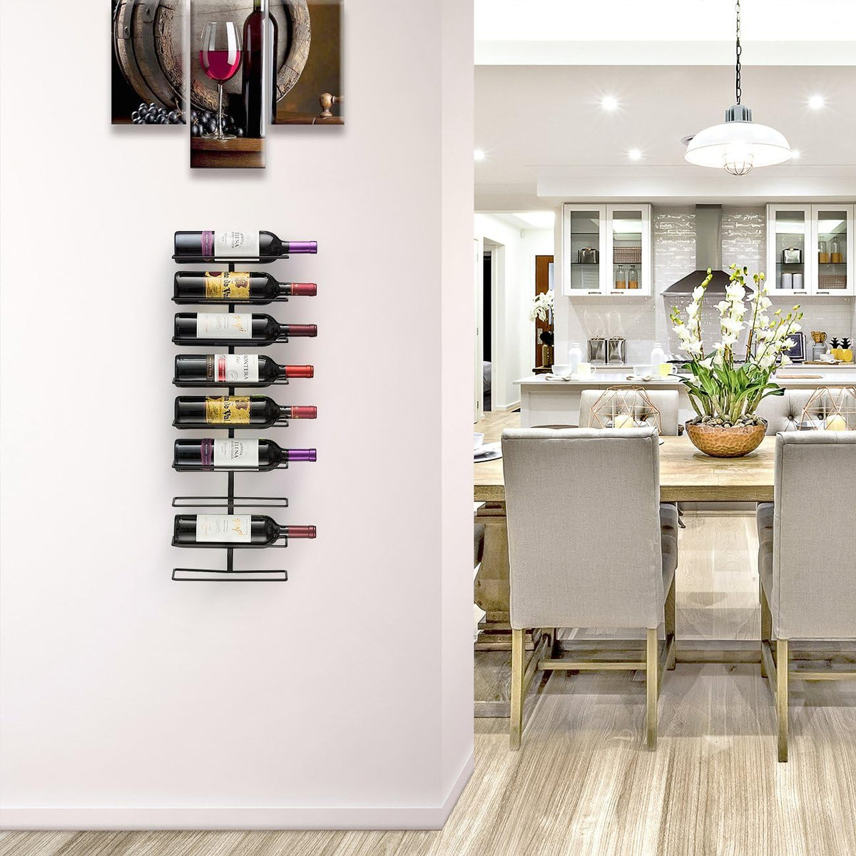 Botellero de Pared en Metal – Exhibe 9 Botellas con Estilo