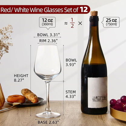 Set de 12 Copas de Vino de Tallo Largo – Ideal para Cenas y Eventos